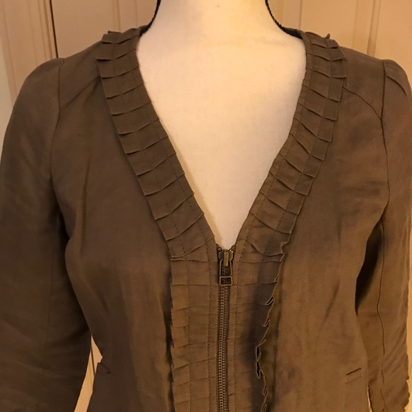 Ann Taylor Loft Brown linen jacket. Size 4P - Picture 2 of 5